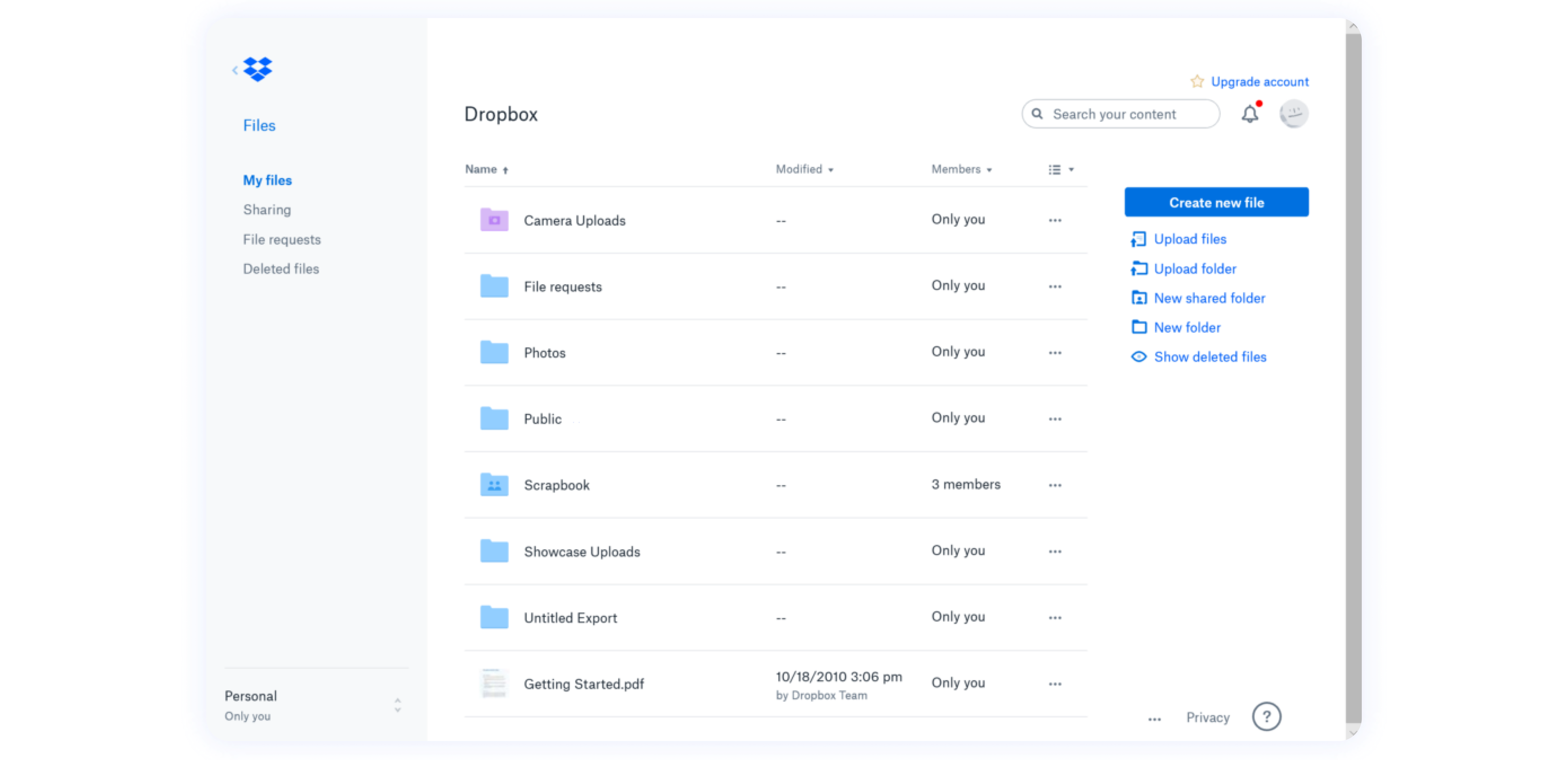 Рабочее пространство Dropbox Dropbox — облачное хранилище